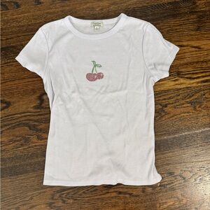 Gymboree White Tee with Cherry Embroidery